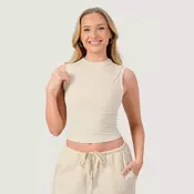 GymBeam Ženski top z dvignjenim ovratnikom NEO Almond XL