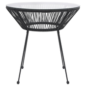 MAISON CHIC Vrtna miza - Vrtna jedilna miza črna O70x74 cm ratan in steklo, (21715487)