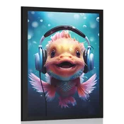 Plakat riba s slušalkami - 40x60 no frame