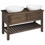 BRAND Vanity Unit 130x73x50cm, obarvana smreka - Rjava - 130x73x50 cm - Sapho - BRAND - 24 - Masivni les - 1300 - 730 - 500 - 14