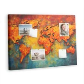 tulup.si Plošča iz plute Dekorativni zemljevid sveta 100x70 cm Barvito zatiči