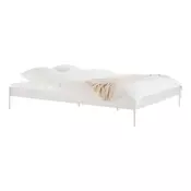 Bela jeklena zakonska postelja brez vzglavja z letvenim dnom 180x200 cm Eton Basic – noo.ma