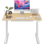 SENSE7 Električna pisalna miza NEWAI, bambus, 120x60 cm, bela