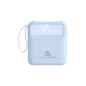 AVIZAR Baterija PowerBank 10000mAh 20W z LED zaslonom/svetilko/kompaktnimi kabli, Modra, (5000017398)