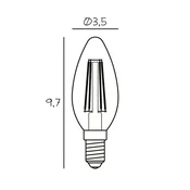 DESIGN BY US LED-žarnica v obliki sveče E14, 3,5 W, 2.200 K, z žarilno nitko, z možnostjo - jasno - Steklo