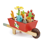 Drvene tacke s vrtnim alatom Garden Wheelbarrow Tender Leaf Toys 13-dijelni set loncanice s kantom za zalijevanje i biljkama