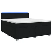 vidaXL Postelja boxspring z vzmetnico Črna 140 x 200 cm Blago