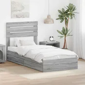 Vidaxl Konstrukcija postelje Siva Sonoma 90 x 190 cm Konstruiran les