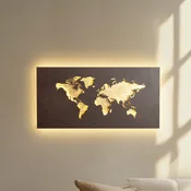 Lucande LED stenska svetilka World, rjava/zlata, 60 cm x 30 cm - Dnevna soba/jedilnica - Sodobni - rjavo-rdeča, zlata - Kovina
