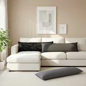 vidaXL Blazina z blazino HOUTEN Svetlo siva 40 x 145 cm Lažni lanu