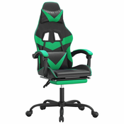 vidaXL Gaming stol z oporo za noge črno in zeleno umetno usnje
