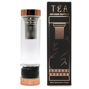 Steklenička za čaj s kristali – Črni oniks, 500 ml - Onyx, Glass, Metal - Rojstni dan - Za 30 let - Dan žena