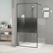 vidaXL Pregrada za tuš črna 100x195 cm prozorno ESG steklo