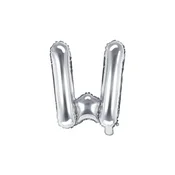 PartyDeco Folija balon črka W srebrn 35 cm