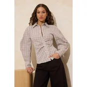 Trendyol Bluza rjava / oliva / bela