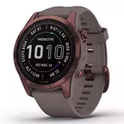 GARMIN pametna ura Fenix 7S - Sapphire Solar 42mm BT, Dark Bronze Titanium (Shale Gray Band)