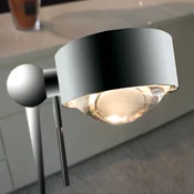 Top Light Premična talna svetilka PUK FLOOR, mat krom - Dnevna soba/jedilnica - Dizajn - prozorno, belo matirano - Kovina