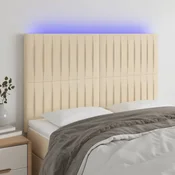 Vidaxl vidaXL Vzglavje postelje z LED zaslonom, kremno, 144x5x118/128 cm, blago