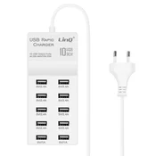 LINQ Omrežni polnilec USB, 10 vrat, 50 W stenska vticnica, hitro polnjenje, Linq - bel, (20917918)