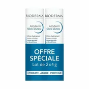 Bioderma Set za nego suhih in razpokanih ustnic Atoderm 2 x 4g