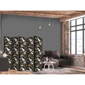 Paravan - Oriental impressions - decorative pattern with a motif of flying cranes on a dark background 225x172 Akusticni