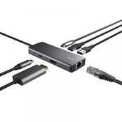 TRUST 6-v-1 večportni adapter USB-C