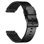 INF Združljiv Premium Usnjen Pas za Uro Garmin Fenix 8/7X/3 - Eleganten & Udoben Black 20 mm, (5000079691)