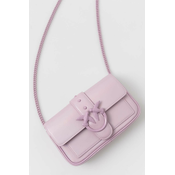 Usnjena večerna torbica Pinko vijolična barva, 100061 A124