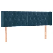 Vidaxl Vzglavje z ušesi temno modro 163x16x78/88 cm žamet
