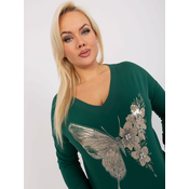 Navy green plus size blouse with a neckline