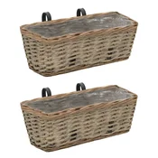 Vidaxl Balkonsko cvetlično korito 2 kosa pleteno s PE obrobo 40 cm