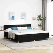 LED Box Spring Postelja z LED trakami Črna 200 x 200 cm blago