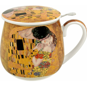Duo Skodelica+pokrov+cedilo Klimt, 430 ml porcelan, darilna embalaža, 4913