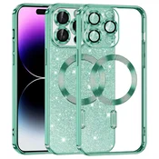 TPU gel ovitek Techsuit Luxury Glitter MagSafe za iPhone 14 Pro Max - light green