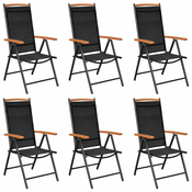 vidaXL Sklopive vrtne stolice 6 kom od tekstilena crne