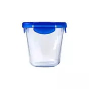 Deep, square food container, with airtight lid, heat-resistant glass,