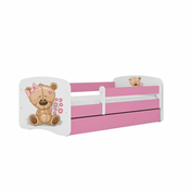 Furnitura OTROŠKA POSTELJA DREAMY MEDVEDKA (več barv IN DIMENZIJ)-Roza-80x160