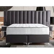 Casa Padrino Luxury Double Bed Gray/Silver - Different Sizes - Solid Wood Bed with Headboard and Mattress - Bedroom Furniture - Hotel Furniture - Luxury Furniture