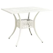 Vidaxl Vrtna miza bela 90x90x73 cm liti aluminij