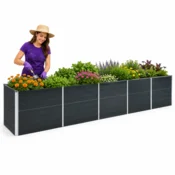 Vidaxl Vrtna visoka greda pocinkano jeklo 400x80x77 cm antracitna