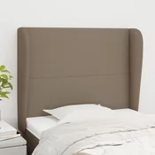 Vidaxl vidaXL Vzglavje postelje s krilci, sivo-rjavo, 103x23x118/128 cm, blago