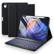 Infostyle Preklopna torbica s tipkovnico za tablični računalnik Apple iPad Air 4 2020 /5 2022/6 2024 10.9 Črna/Umetno usnje + TPU silikon