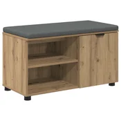 Vidaxl Haldna klop z blazino s polico Obrtni Hrast 80 x 38 x 46 cm
