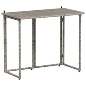 Vidaxl Zložljiva vrtna miza Grey 90x51x75 cm Poly Rattan