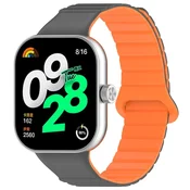 GS Silikonski pašček za Xiaomi Redmi Watch 4/Xiaomi Smart Band 8 Pro/Xiaomi Smart Band 9 Pro, siv/oranžen