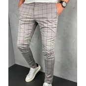 Squareonline Muške karirane pantalone, Slim fit, Svetlosive