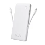 BASEUS AIRPOW LITE hitni punjac USB+Type-C prikljucak 10000mAh, LED indikator + fiksni Type-C kabel, BIJELA P10067501213-00