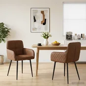 vidaXL Jedilni stoli 2 pcs Umetno nubuk usnje Rjava 59 x 56,5 x 85 cm