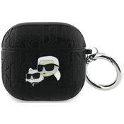 Ovitek Karl Lagerfeld ovitek Monogram Karl & Choupette Head za AirPods 4 črn (KLA4PGKCPK)