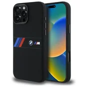 slomart Etui BMW Silicone Middle Stripe MagSafe za iPhone 16 Pro Max - črno